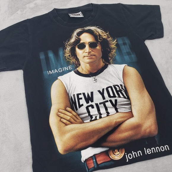 The Roxx Tops - Vintage John Lennon‎ Imagine T-Shirt The Roxx 90s Beatles Graphic Tee Women's S